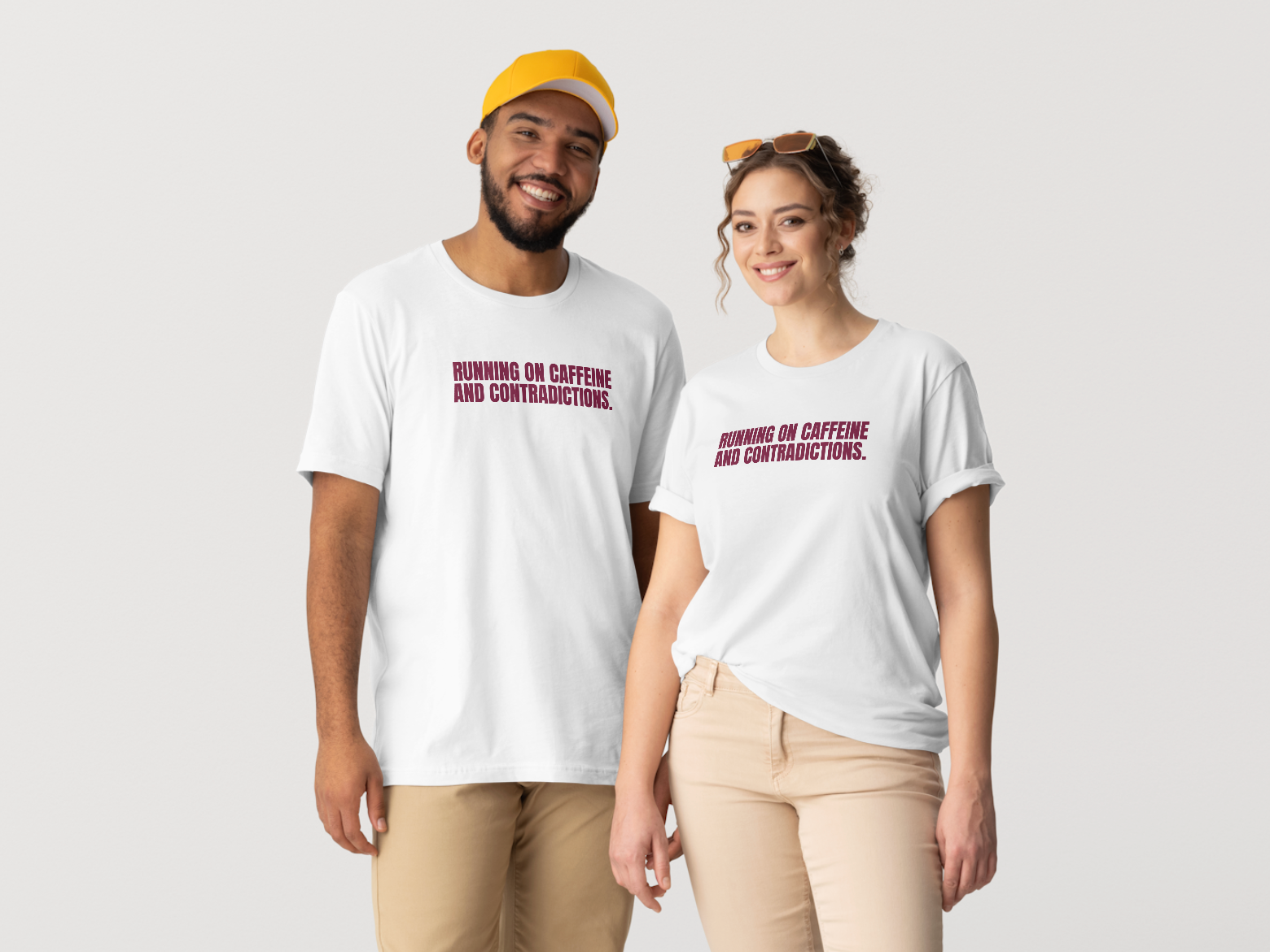 "Running on caffeine and contradictions." Classic Fit Tee