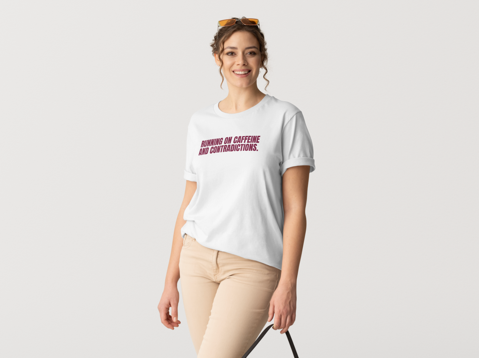 "Running on caffeine and contradictions." Classic Fit Tee