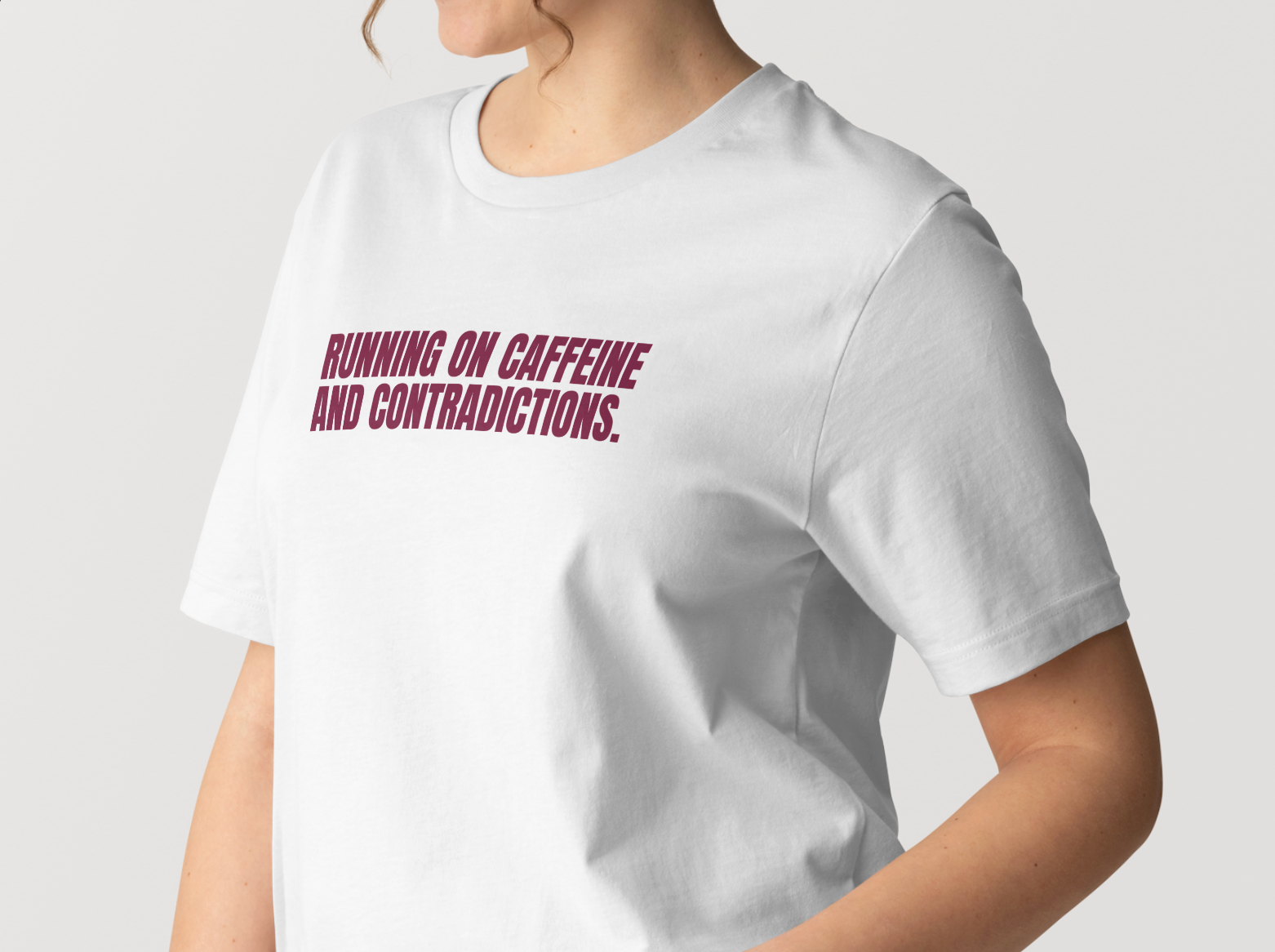 "Running on caffeine and contradictions." Classic Fit Tee