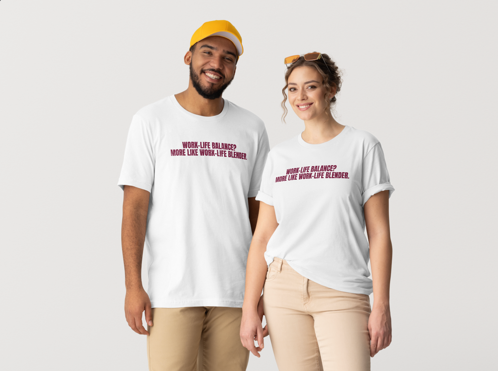 "Work-life balance?  More like work-life blender." Classic Fit Tee